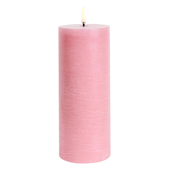 Uyuni Lighting LED pöytäkynttilä, 7,8 x 20 cm, rustiikkipinta, dusty rose