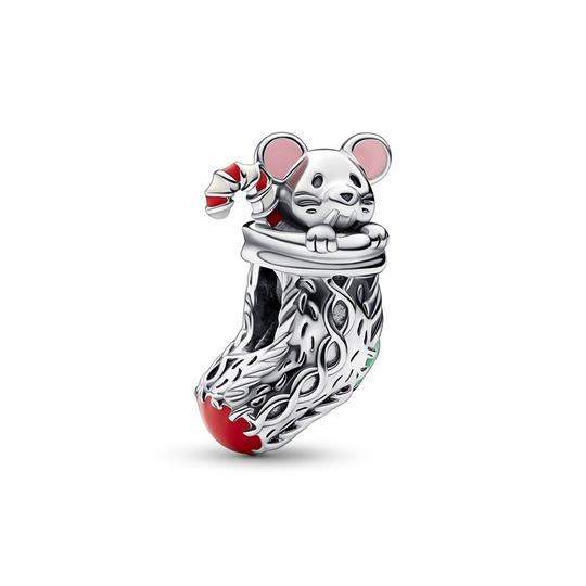 Pandora Festive Mouse And Stocking Sterlinghopea Riipus 792366C01