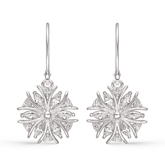 Støvring Design Snowflake Rodiumpinnoitettu Hopea Korvakorut Ja Zirkonia 13249029