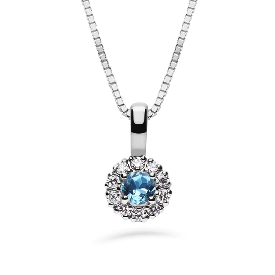 Silván Lauriel timanttiriipus 0,10ct topaasilla, 14K valkokultaa, timanttikorut