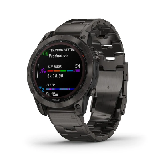 Garmin Fenix 7 Sapphire Solar, DLC-titaani ja titaaniranneke sekä silikoniranneke 010-02540-39