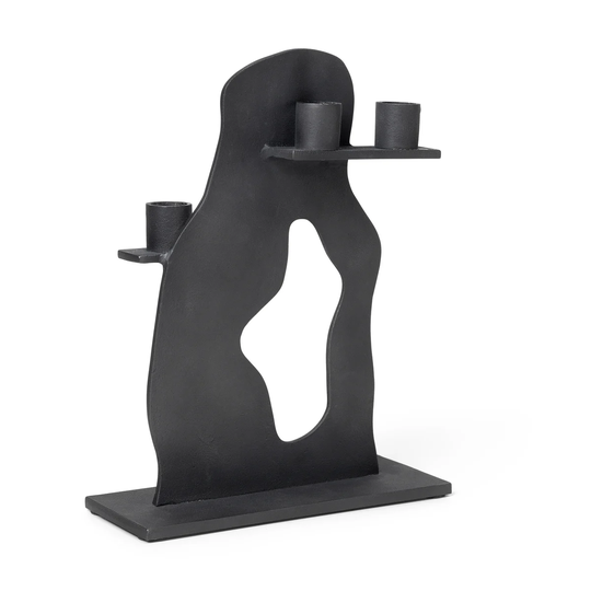 ferm LIVING Erode kynttilänjalka 21 x 27 x 4 cm Blackened Aluminium
