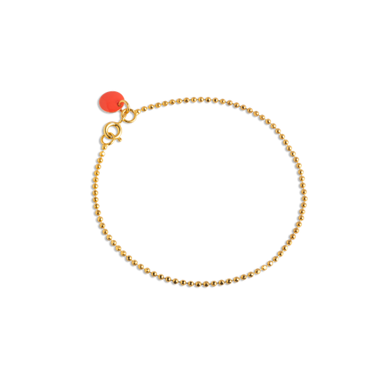 Enamel Ball Chain Coral Kullattu Hopea Rannekoru B16G-CORAL