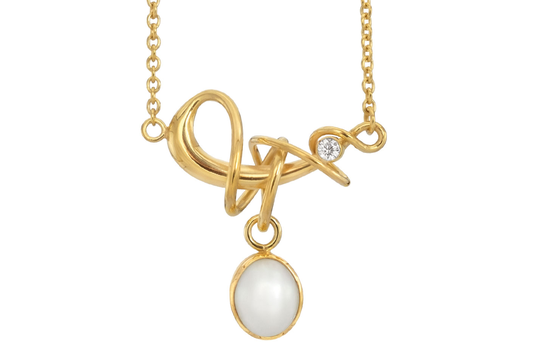 Rabinovich Winding White Kullattu Hopea Kaulakoru Ja Makeanveden Helmi Ja Zirkonia 79420101