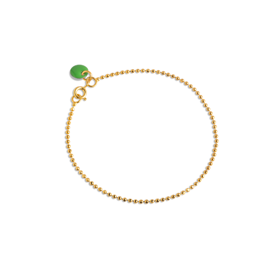 Enamel Ball Chain Green Kullattu Hopea Rannekoru B16G-GREEN