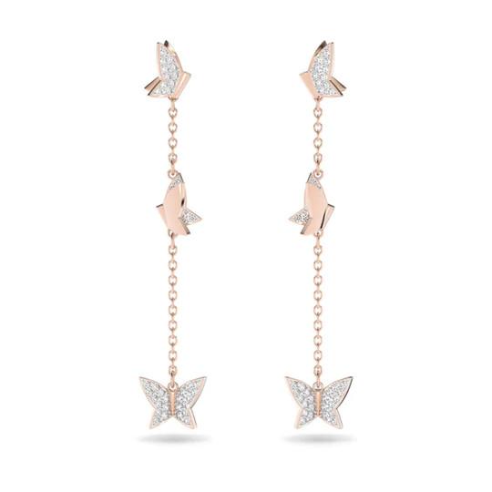 Swarovski Lilia korvakorut, pitkät, rosekullan väriset