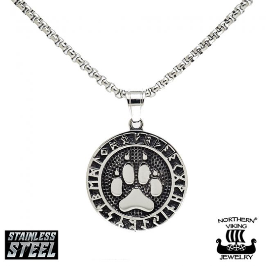 Northern Viking Jewelry Wolf Paw Rune -kaulakoru (50cm) NVJRS064