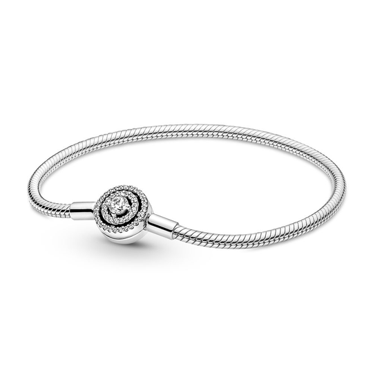 Pandora Moments Halo Silver Snake Chain -rannekoru 18 cm