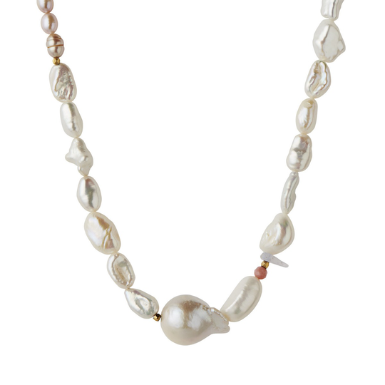 Stine A. Chunky Glamour Pearl Kullattu Hopea Kaulakoru Ja Makeanveden Helmet 2049-02-OS