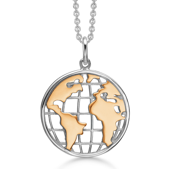 Støvring Design World Map Rodiumpinnoitettu Hopea Kaulakoru 16223937