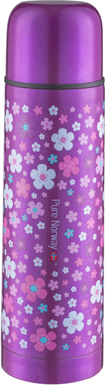 Pure Norway Go Termospullo Kukat 500 ml, Metallic