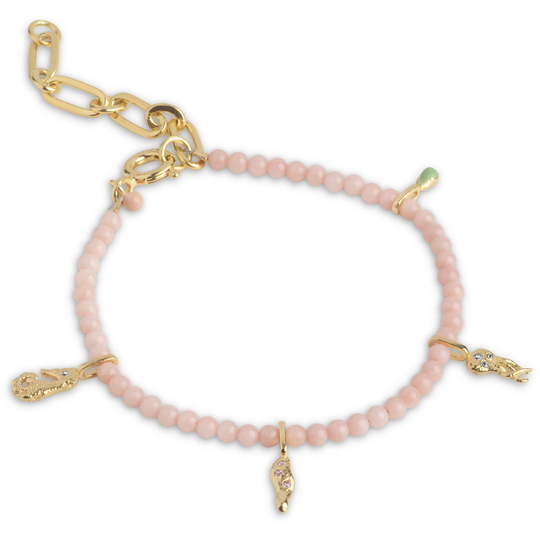 Enamel Bahama Kullattu Hopea Rannekoru Ja Helmet B97GM-CORAL