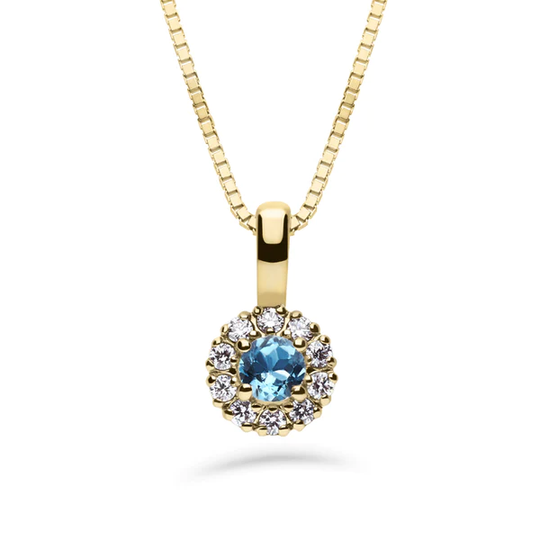Silván Lauriel timanttiriipus 0,10ct topaasilla, 14K keltakultaa, timanttikorut