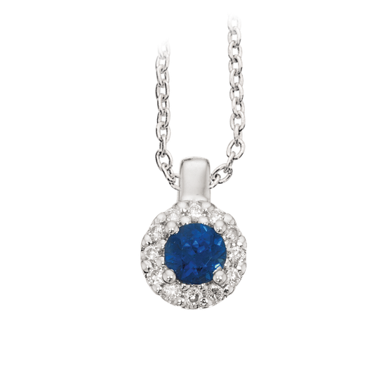 Scrouples 14 Karaatin Valkokulta Kaulakoru Ja Timantteja 0,05 Carat W/si Safiiri 209756