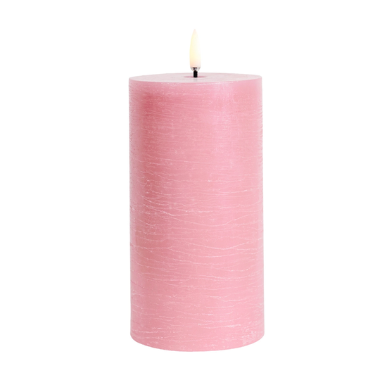 Uyuni Lighting LED pöytäkynttilä, 7,8 x 15 cm, rustiikkipinta, dusty rose