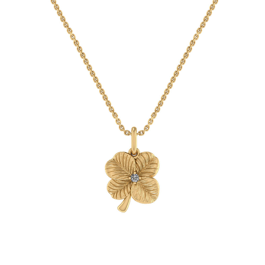 Smykkekæden Lykke Four Leaf Clover Kullattu Hopea Kaulakoru Ja Zirkonia ORSM026FG