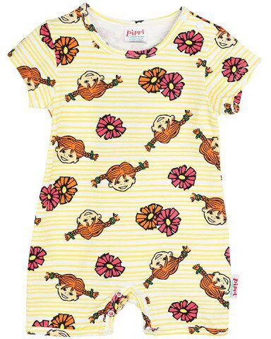 Peppi Pitkätossu Jumpsuit Kukat, Keltainen, Koko 56