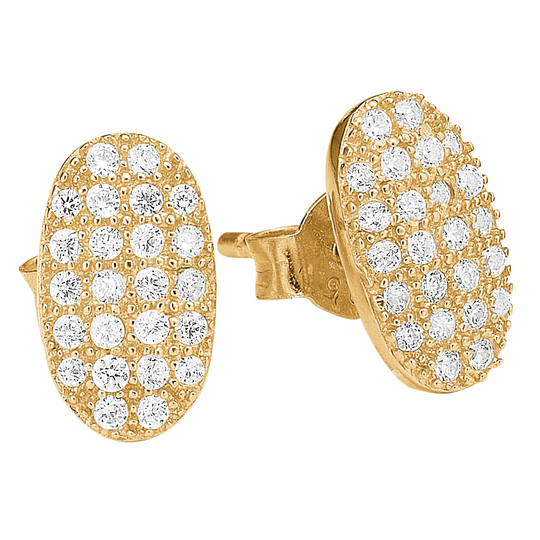 Enamel Oval Kullattu Hopea Korvakorut Ja Zirkonia 300-E8G