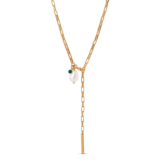 Enamel Kullattu Hopea Kaulakoru Ja Makeanveden Helmi N48GM