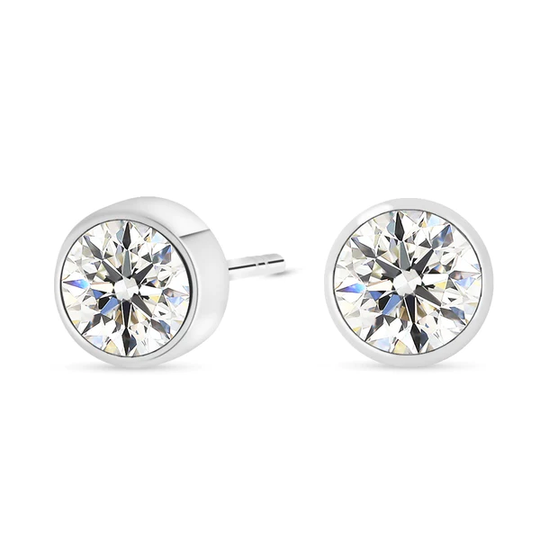 Valkokultaiset korvakorut 5mm kirkkaalla zirkoniakivellä, 14K valkokulta