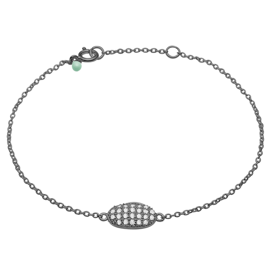 Enamel Oval Sterlinghopea Rannekoru Ja Zirkonia 300-B7R