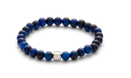 Alexander Lynggaard Colorup Blue Tiger Eye Mens Sterlinghopea Rannekoru Ja Tiikerinsilmä C0078H
