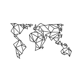 Maalaukset, taulut Wallity Decorative Metal Wall Accessory - World Map Metal Decor 4 - Blac