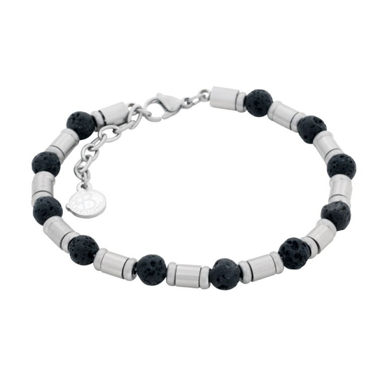 By Billgren Mens Ruostumaton Teräs Rannekoru Ja Laavakivi BB8241