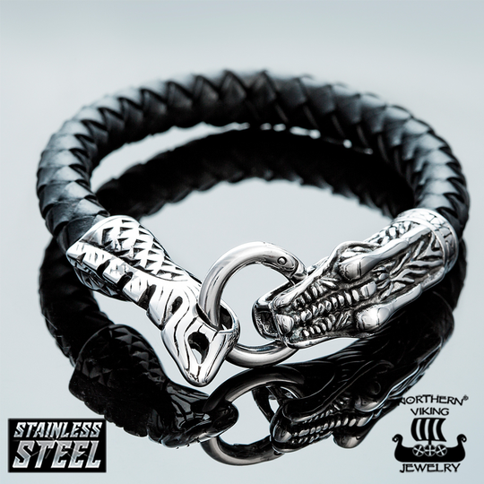 Northern Viking Jewelry Dragon Head -rannekoru NVJRA002