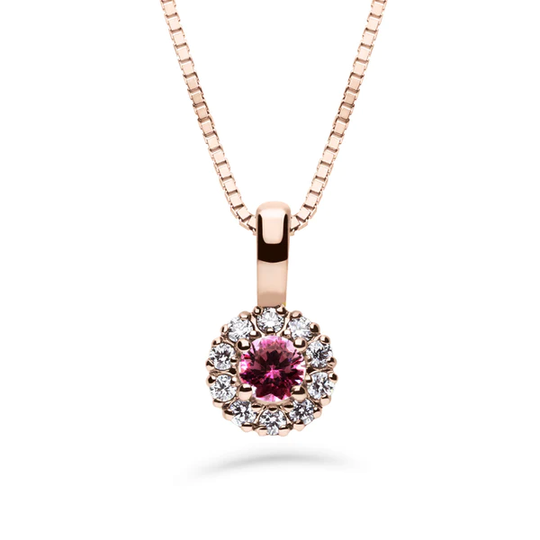 Silván Lauriel timanttiriipus 0,10ct rubiinilla, 14K rosekultaa, timanttikorut