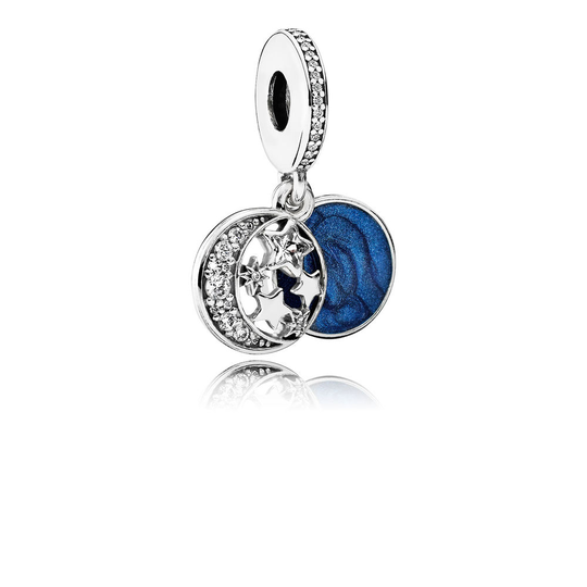 Pandora Moon And Star Sterlinghopea Riipus Ja Zirkonia 791993CZ