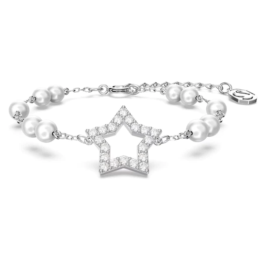 Swarovski Stella vaalea kristallirannekoru helmillä
