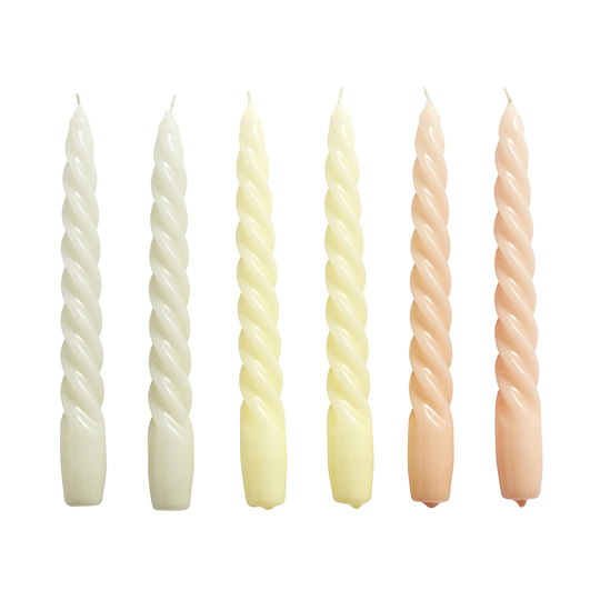 HAY Twist kierrekynttilä, 6 kpl, harmaan beige - sitruuna - nude