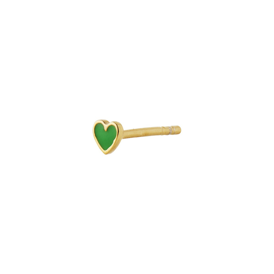 Stine A. Petit Love Heart Grass Kullattu Hopea Korvarengas 1181-02-GRASS-GREEN