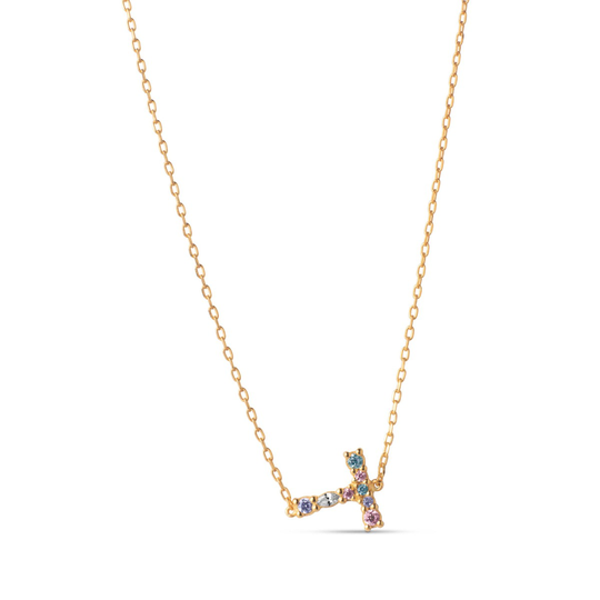 Enamel My Name T Kullattu Hopea Kaulakoru Ja Zirkonia N78G-T