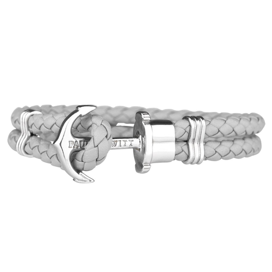 Paul Hewitt Leather Phrep Anchor Silver Grey -rannekoru (M) PH-PH-L-S-Gr-M
