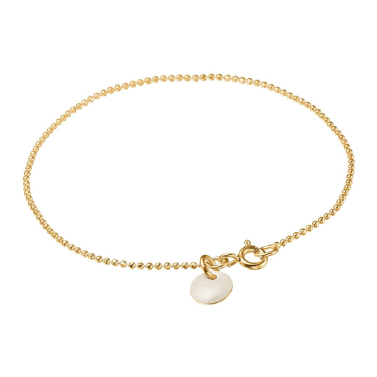 Enamel White Ball Chain Kullattu Hopea Rannekoru B16G-01