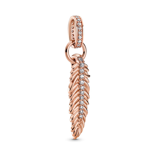 Pandora Sparkling Feather Dangle Ruusukullattu Hopea Riipus Ja Zirkonia 789550C01
