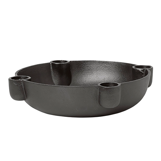 ferm LIVING Bowl kynttelikkö, keskikokoinen, musta alumiini
