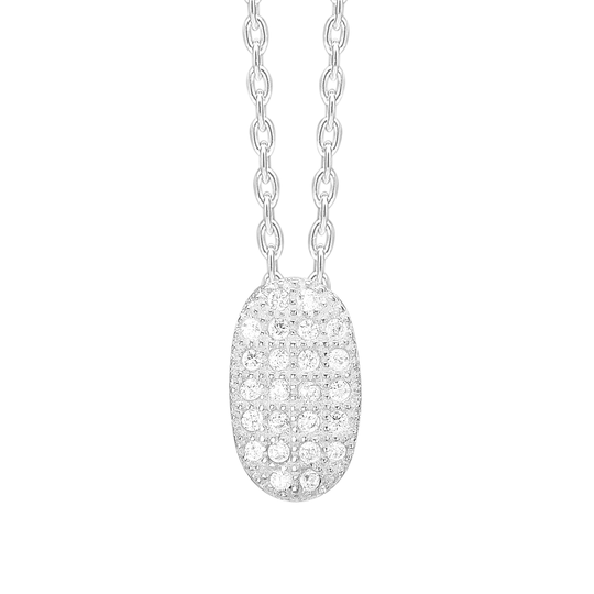Enamel Oval Sterlinghopea Kaulakoru Ja Zirkonia 300-N5S