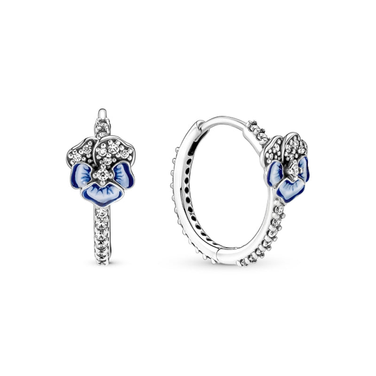 Pandora Blue Pansy Flower korvakorut 290775C01