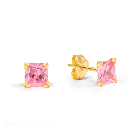 Kultaiset korvakorut, vaaleanpunainen kivi 134751pink