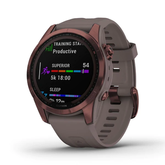 Garmin Fenix 7S Sapphire Solar, tumma pronssi ja harmaa ranneke 010-02539-29