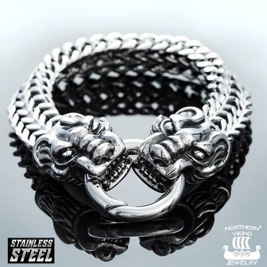 Northern Viking Jewelry Dragon Head -rannekoru NVJRA004