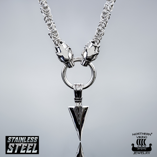 Northern Viking Jewelry Viking Spear + Kuningasketju Sudenpäillä kaulakoru 60 cm NVJRS060