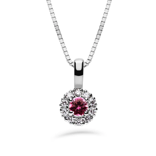 Silván Lauriel timanttiriipus 0,10ct rubiinilla, 14K valkokultaa, timanttikorut