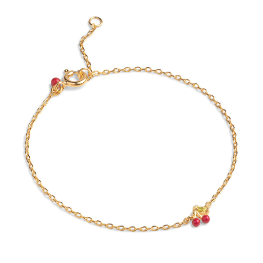 Enamel Cherry Red Kullattu Hopea Rannekoru B88G-RED