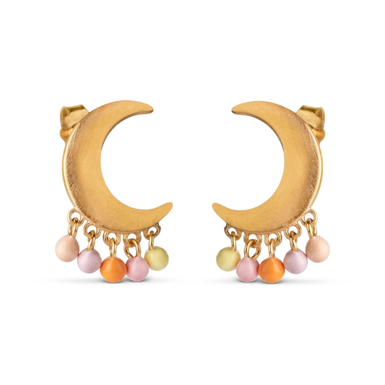 Enamel Lune Kullattu Hopea Korvakorut E207GM