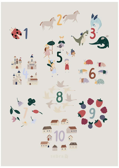 Sebra Juliste Numerot 1–10 Pixie/Dragon Tale
