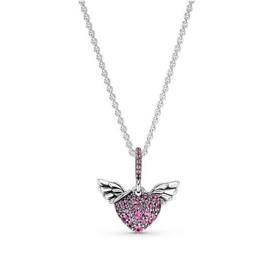 Pandora Pave Heart & Angel Wings kaulakoru 398505C02-45